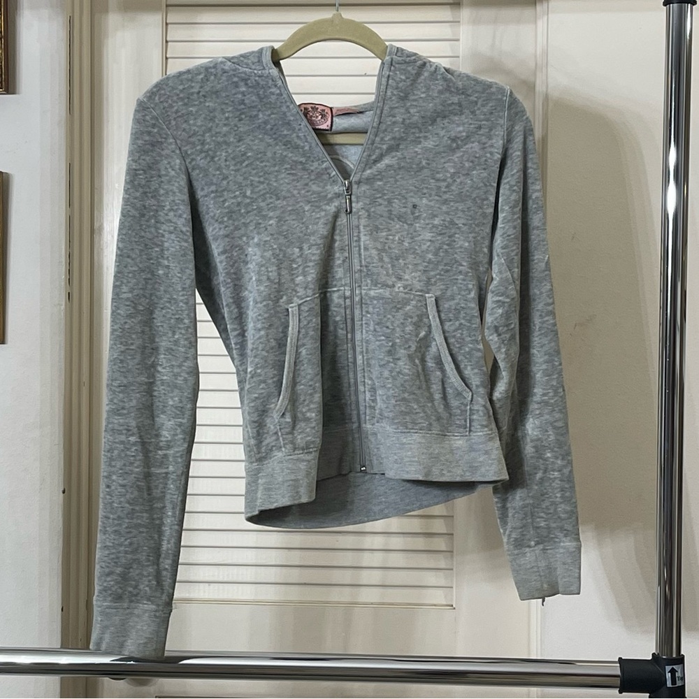 Juicy Couture Grey Velvet Zip Hoodie